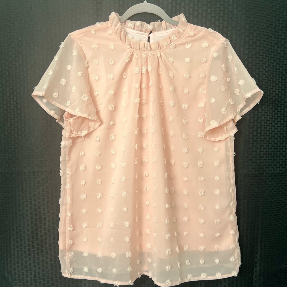 Gomorn Swiss Dot Butterfly Sleeve Blouse